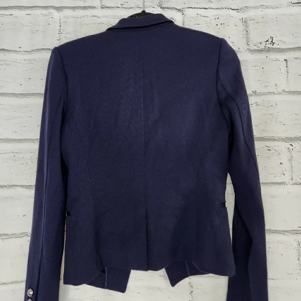 Elizabeth And James Women’s Dark Blue Long Sleeved Button Up Blazer XS Sailor
